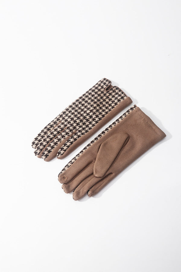 Carraig Donn Brown Houndstooth Touchscreen Gloves