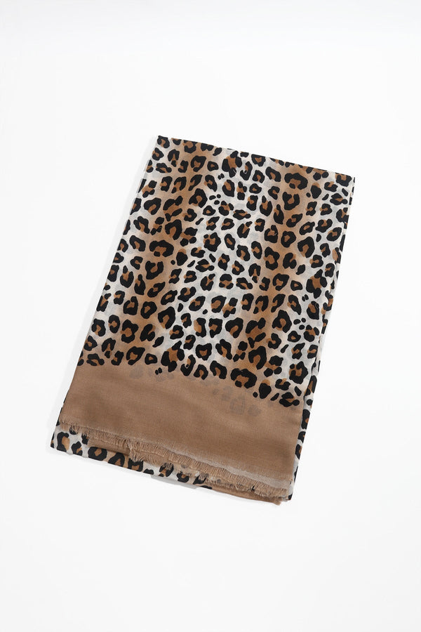 Carraig Donn Brown Leopard Print Viscose Lightweight Scarf