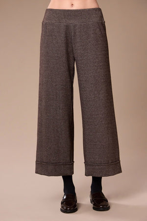 Carraig Donn Brown Mini Houndstooth Cropped Wide Leg Trouser