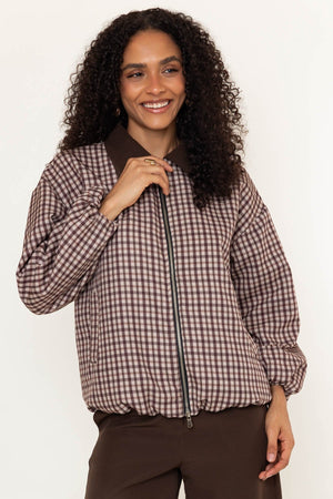 Carraig Donn Brown Printed Zip Up Bomber Jacket