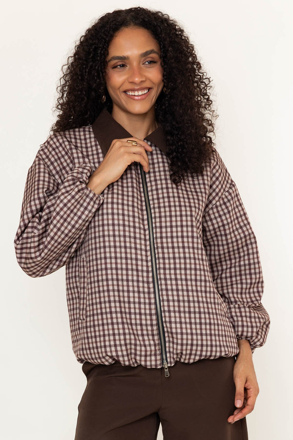 Carraig Donn Brown Printed Zip Up Bomber Jacket