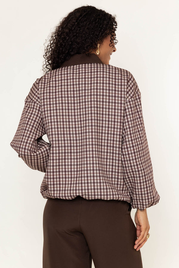 Carraig Donn Brown Printed Zip Up Bomber Jacket