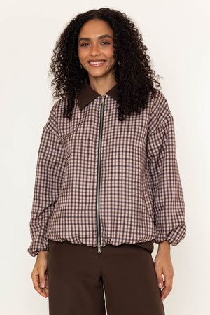 Carraig Donn Brown Printed Zip Up Bomber Jacket