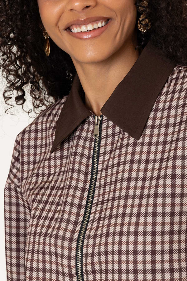 Carraig Donn Brown Printed Zip Up Bomber Jacket