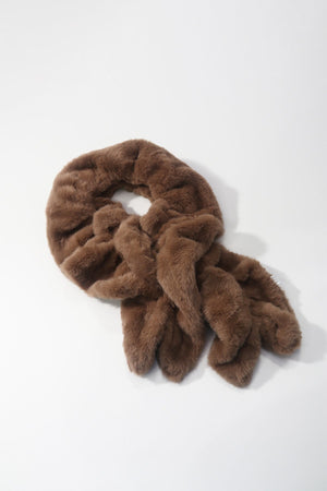 Carraig Donn Brown Ruched Faux Fur Scarf
