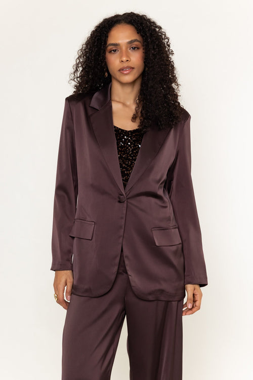 Carraig Donn Brown Sateen Single Breasted Longline Boyfriend Blazer