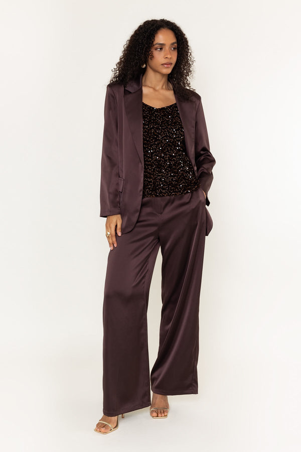 Carraig Donn Brown Sateen Single Breasted Longline Boyfriend Blazer