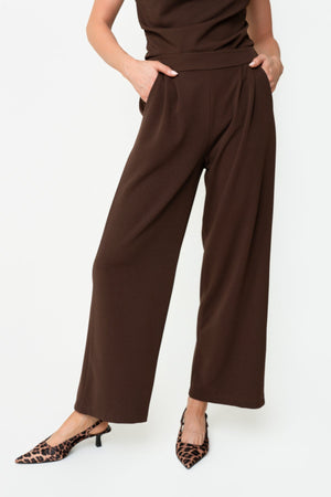 Carraig Donn Brown Scuba High Waisted Trousers