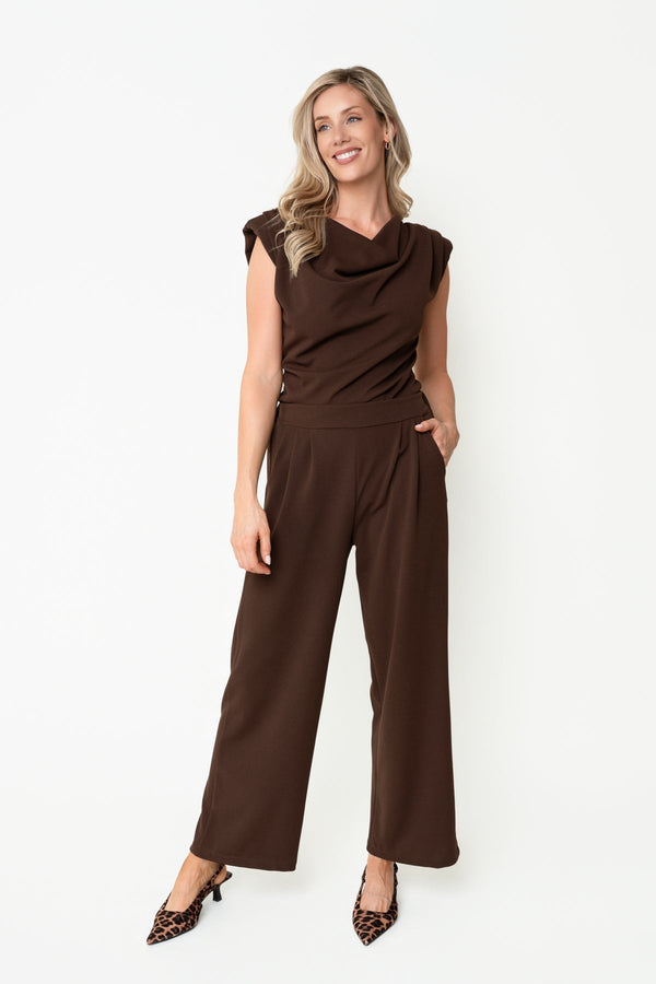 Carraig Donn Brown Scuba High Waisted Trousers