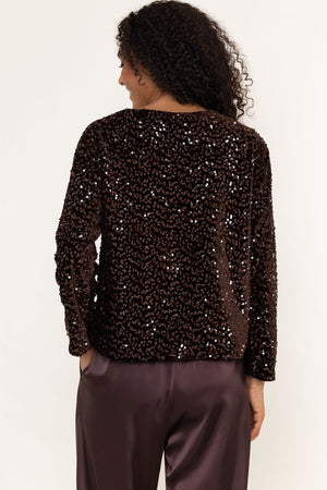 Carraig Donn Brown Sequin Bow Long Sleeve Jacket
