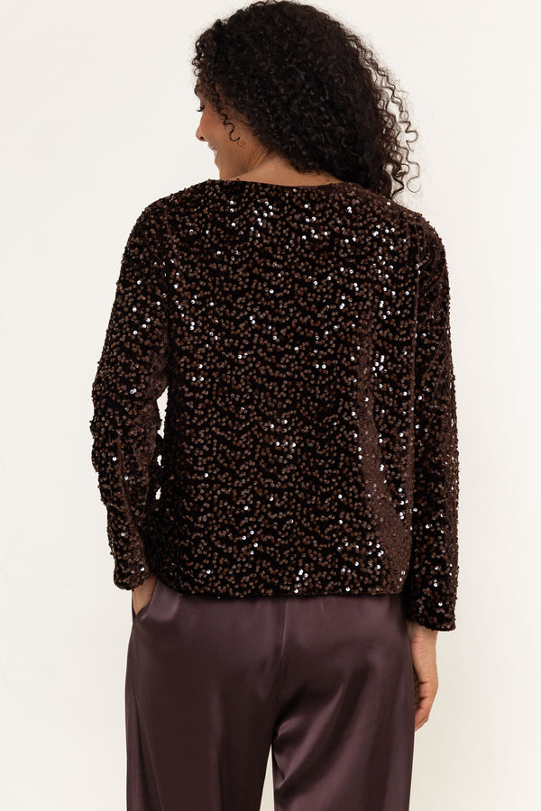 Carraig Donn Brown Sequin Bow Long Sleeve Jacket