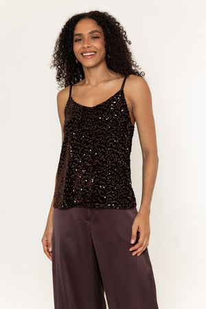 Carraig Donn Brown Sequin Cami Top