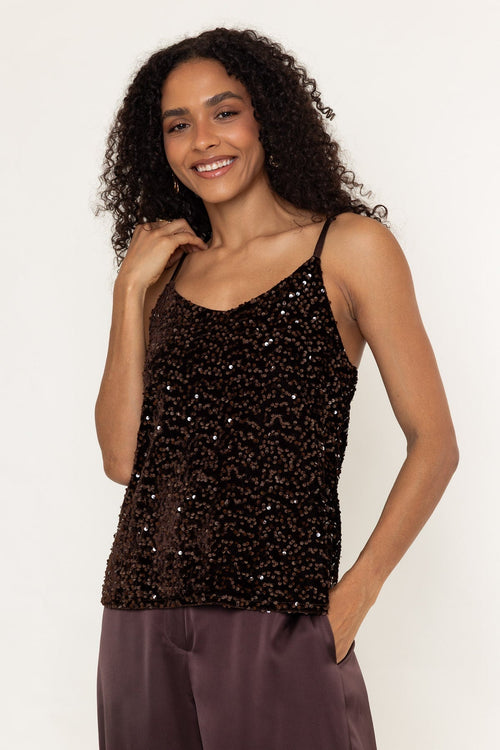 Brown Sequin Cami Top