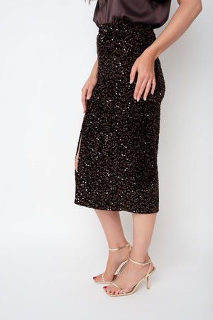 Carraig Donn Brown Sequin High Waisted Midi Skirt