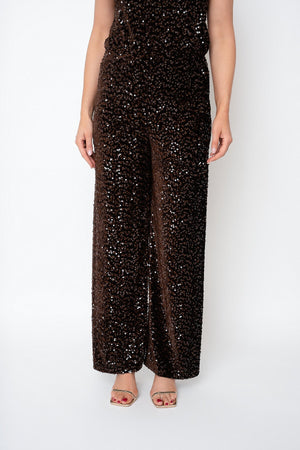 Carraig Donn Brown Sequin High Waisted Wide Leg Trousers