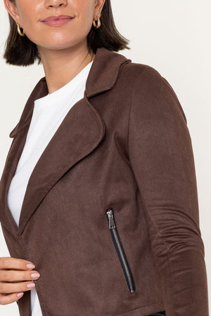 Carraig Donn Brown Suede Cropped Cover Up Jacket