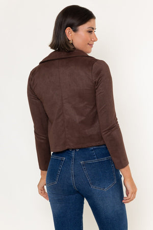Carraig Donn Brown Suede Cropped Cover Up Jacket