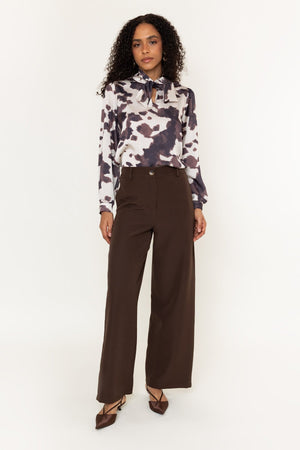 Carraig Donn Brown Tailored High Waisted Wide Leg Trousers