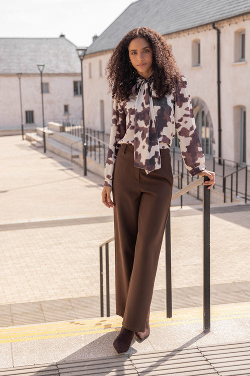 Carraig Donn Brown Tailored High Waisted Wide Leg Trousers