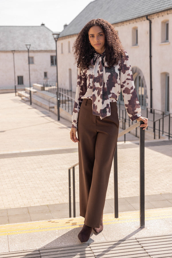 Carraig Donn Brown Tailored High Waisted Wide Leg Trousers