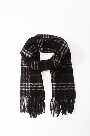 Carraig Donn Brown Tartan Print Scarf