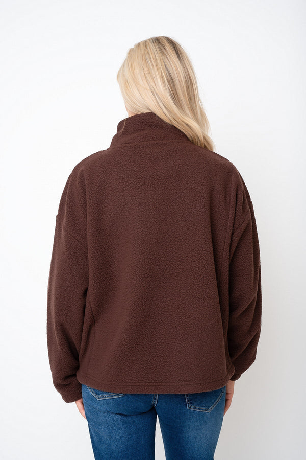 Carraig Donn Brown Teddy Contrast Zip Fleece