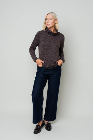 Carraig Donn Brown Warm Handle Cowl Neck Long Sleeve Top