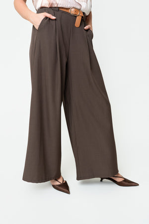 Carraig Donn Brown Wide Leg Belted Trousers