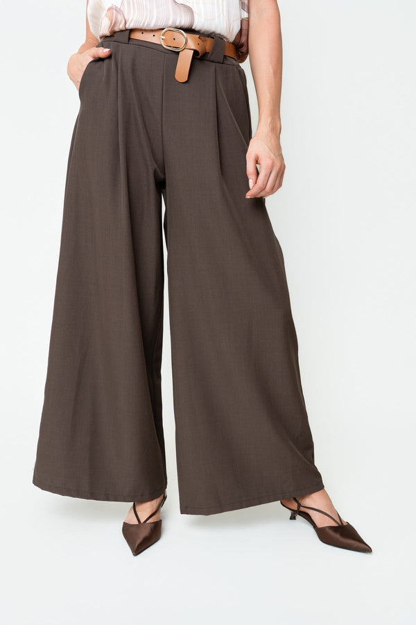 Carraig Donn Brown Wide Leg Belted Trousers