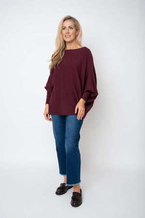 Carraig Donn Burgundy Batwing Boat Neck Knit Jumper