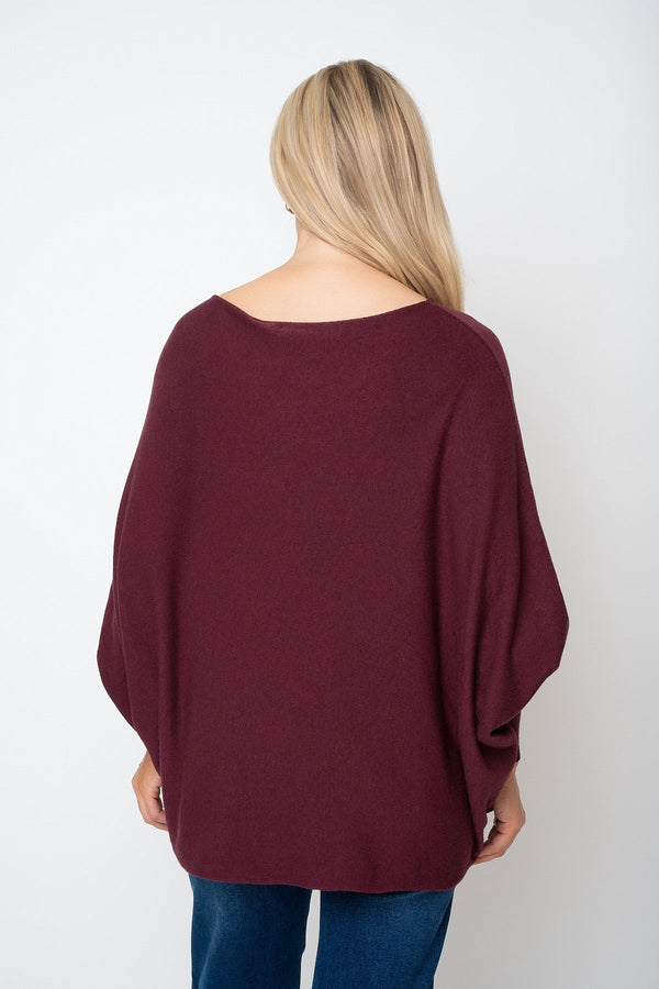 Carraig Donn Burgundy Batwing Boat Neck Knit Jumper