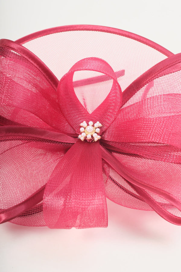 Carraig Donn Burgundy Bow & Feather Large Disc Fascinator Headband