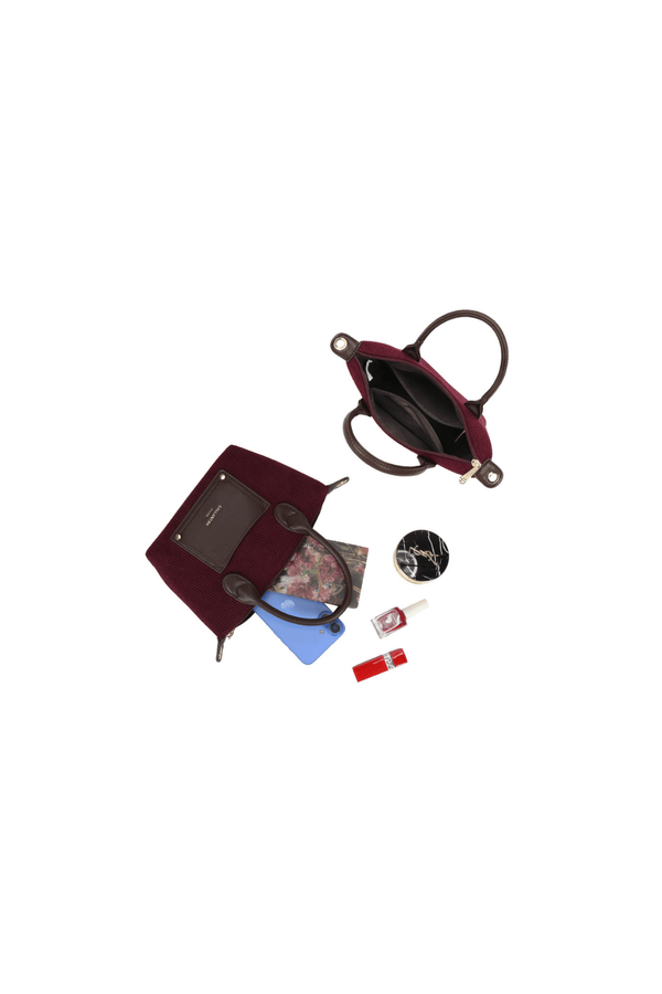 Carraig Donn Burgundy Corduroy Mini Top Handle Tote Bag