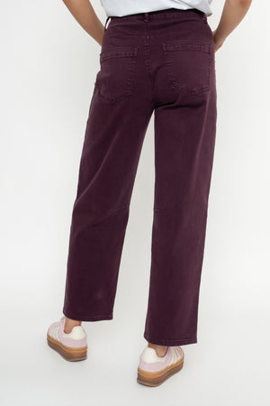 Carraig Donn Burgundy Cotton Barrel Leg Jeans