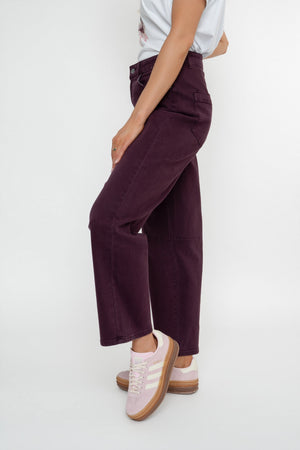 Carraig Donn Burgundy Cotton Barrel Leg Jeans