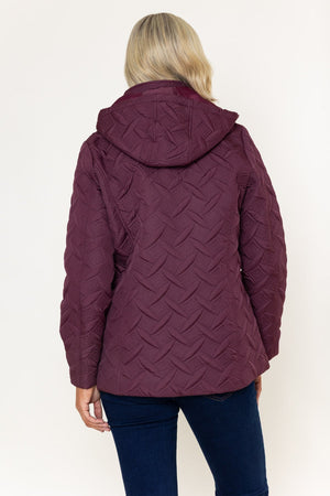 Carraig Donn Burgundy Embossed Quilted Detachable Hood Jacket