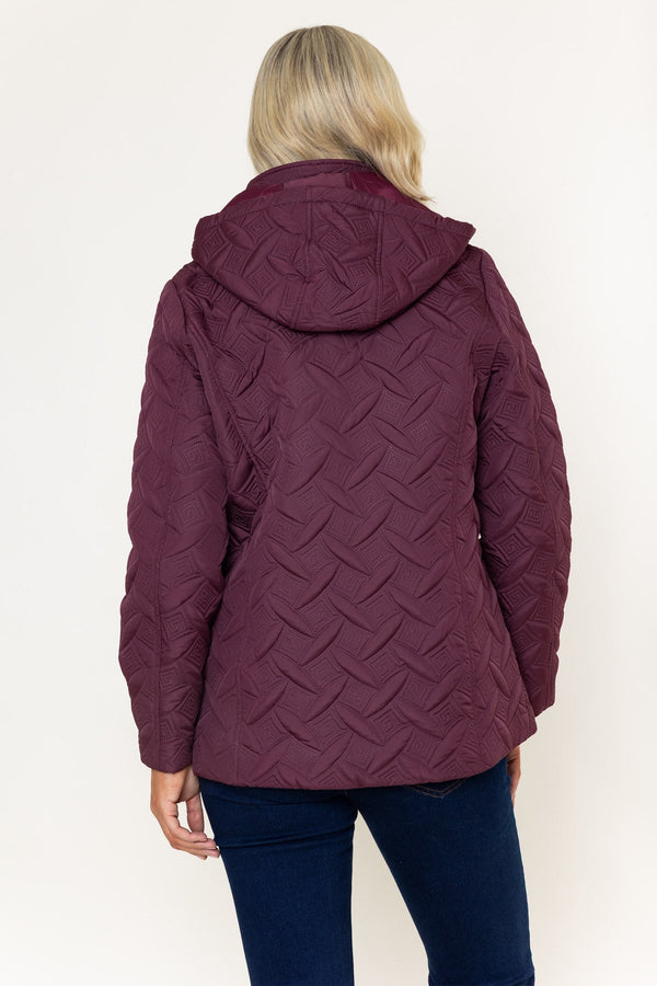 Carraig Donn Burgundy Embossed Quilted Detachable Hood Jacket