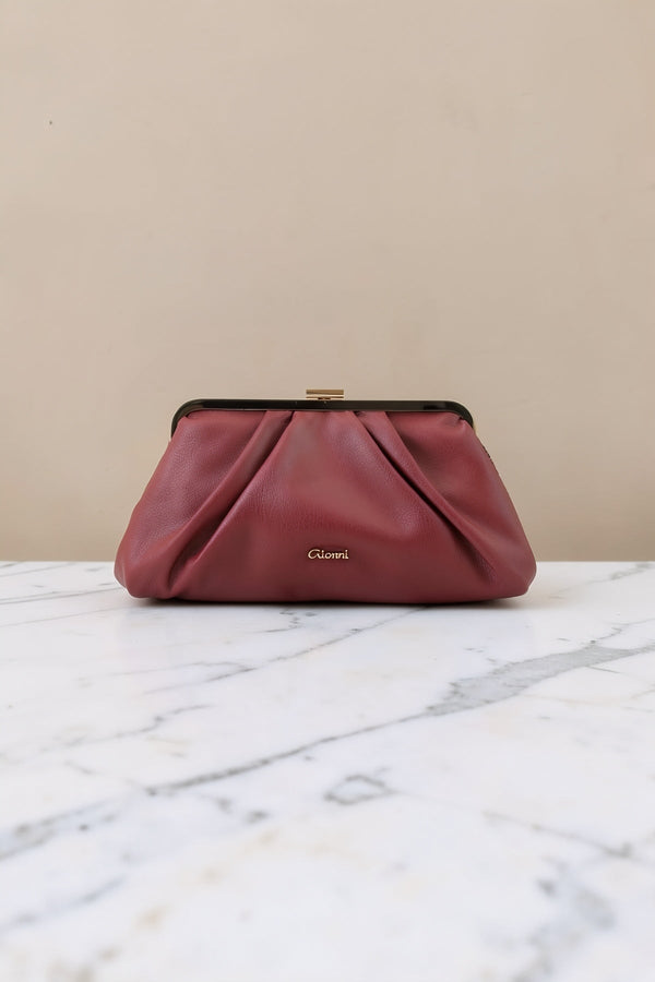 Carraig Donn Burgundy Faux Leather Frame Clutch Bag