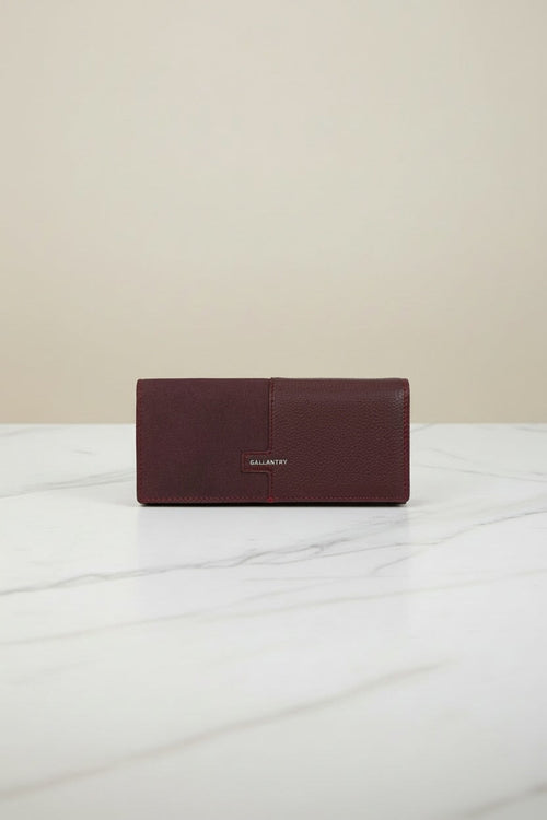 Burgundy Faux Leather Large Flap Over Purse
