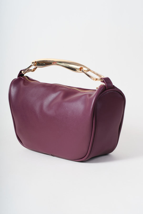 Carraig Donn Burgundy Faux Leather Metal Top Handle Bag