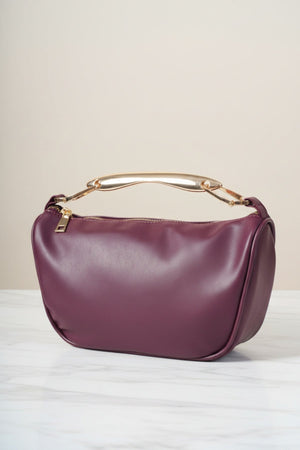 Carraig Donn Burgundy Faux Leather Metal Top Handle Bag