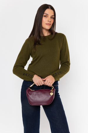 Carraig Donn Burgundy Faux Leather Metal Top Handle Bag