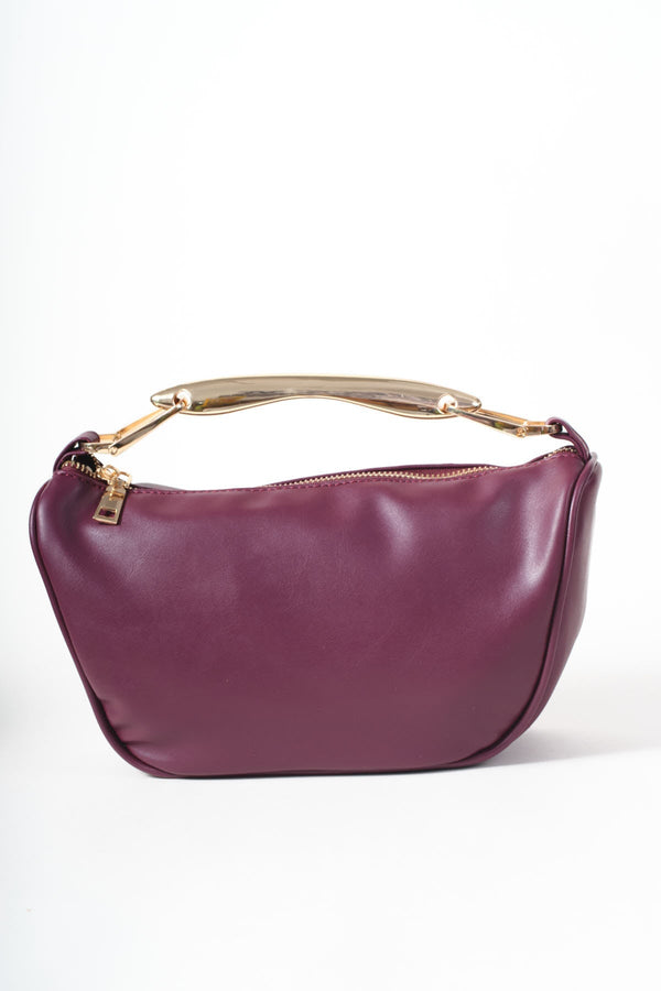 Carraig Donn Burgundy Faux Leather Metal Top Handle Bag