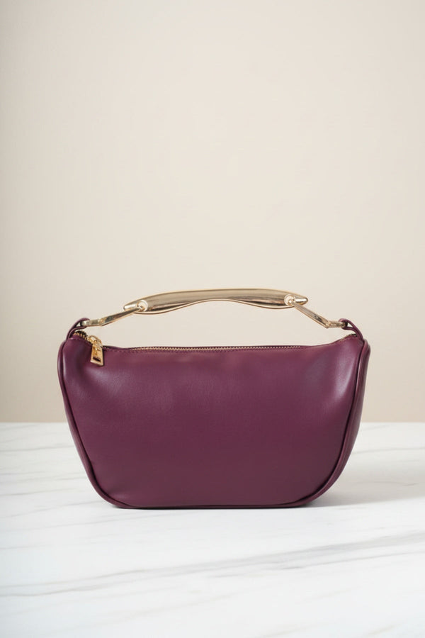 Carraig Donn Burgundy Faux Leather Metal Top Handle Bag