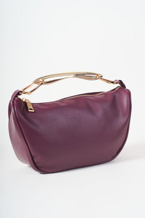 Carraig Donn Burgundy Faux Leather Metal Top Handle Bag