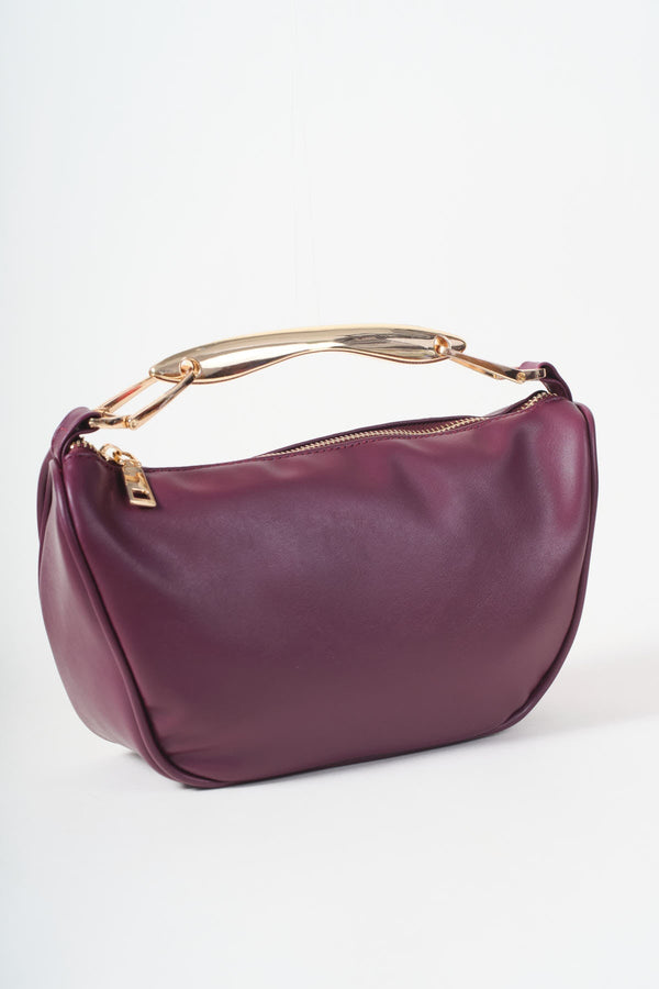 Carraig Donn Burgundy Faux Leather Metal Top Handle Bag