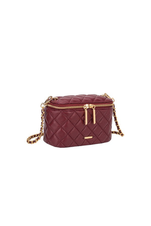 Carraig Donn Burgundy Faux Leather Quilted Vanity Case Crossbody Bag
