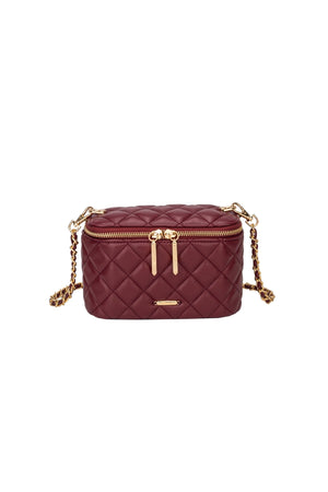 Carraig Donn Burgundy Faux Leather Quilted Vanity Case Crossbody Bag