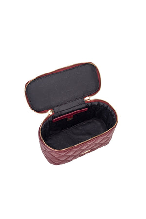 Carraig Donn Burgundy Faux Leather Quilted Vanity Case Crossbody Bag