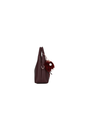 Carraig Donn Burgundy Faux Leather & Suede Fluffy Charm Top Handle Bag